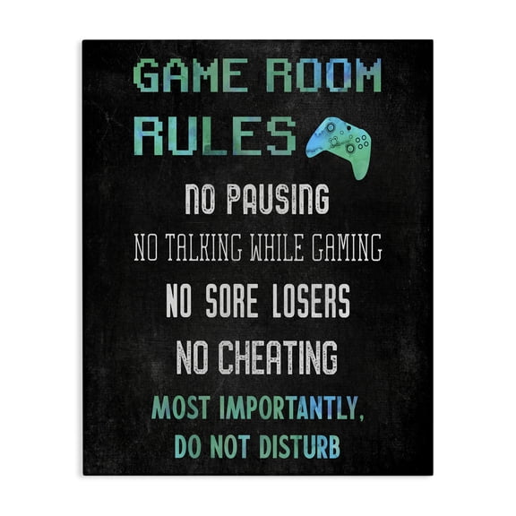 Stupell Industries Contemporary Vintage Game Room Rules Canvas Art, 16 x 20, by CAD Designs