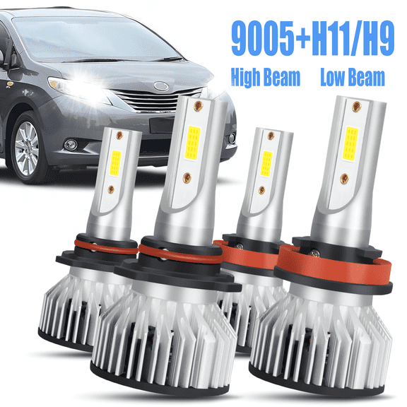 For Toyota Sienna 2011 2012 2013 2014 2015 2016 2017 2018 2019 2020 Led Headlight Bulbs 9005 H11 High&Low Beam Pack of 4