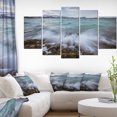 thumbnail image 1 of Waves Splashing Rocks in Norway - Modern Seascape Canvas Artwork, 1 of 1