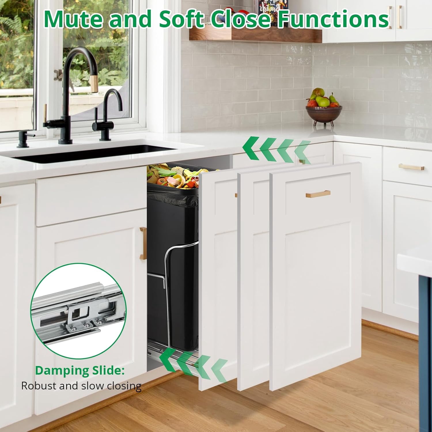 Pull Out Trash Can Under Cabinet, Stainless Steel Slide Out Garbage Can Shelf, Adjustable Kitchen Organizer, 30L Capacity, Rustproof, Space-Saving, Easy Installation, Silver