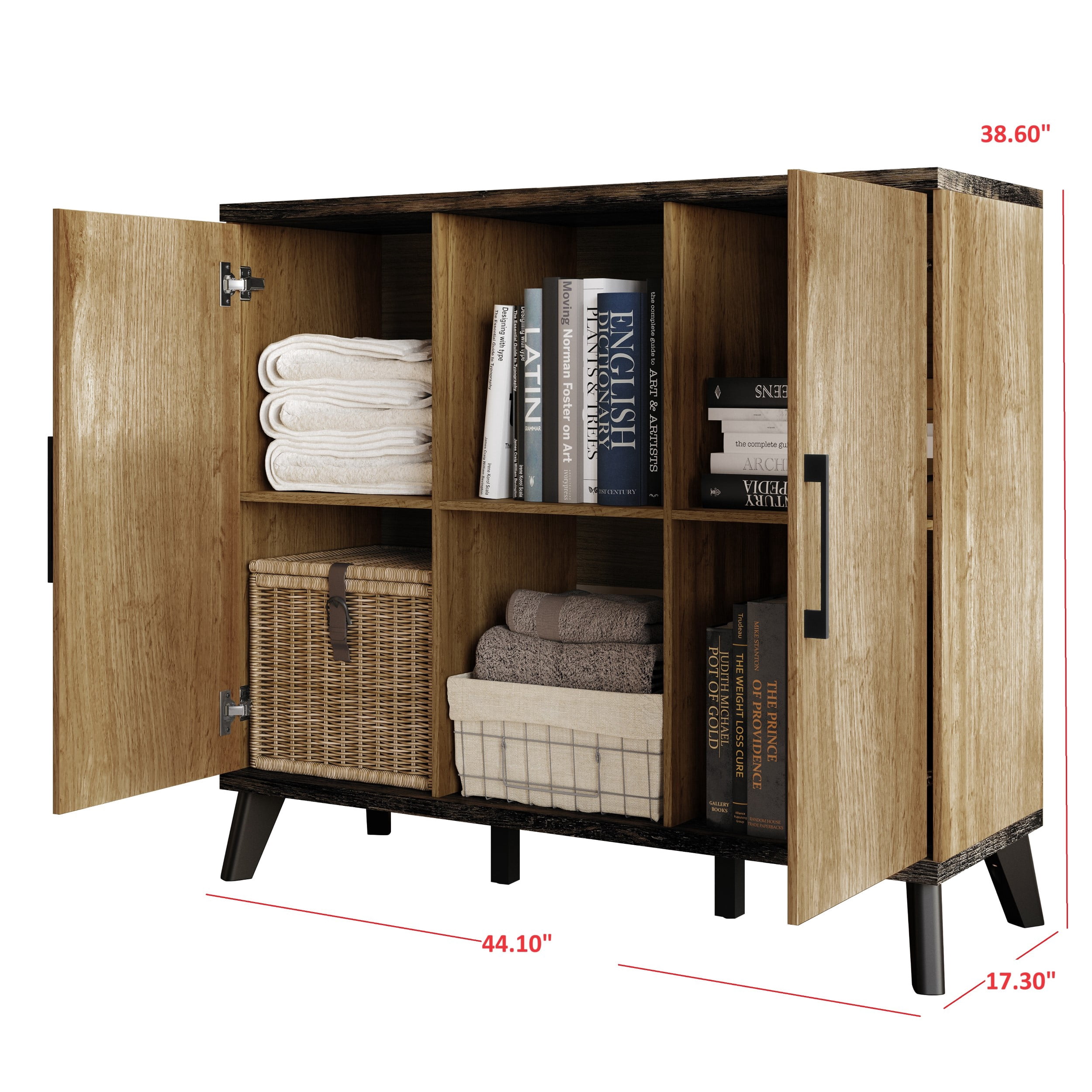 Home Design Emersyn Side Board with Spacious Storage and Modern Design, Natural Oak, Easy Assembly