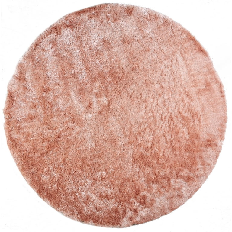 Freya Plush Rug With Metallic Sheen Salmon Pink 8ft X Round Com