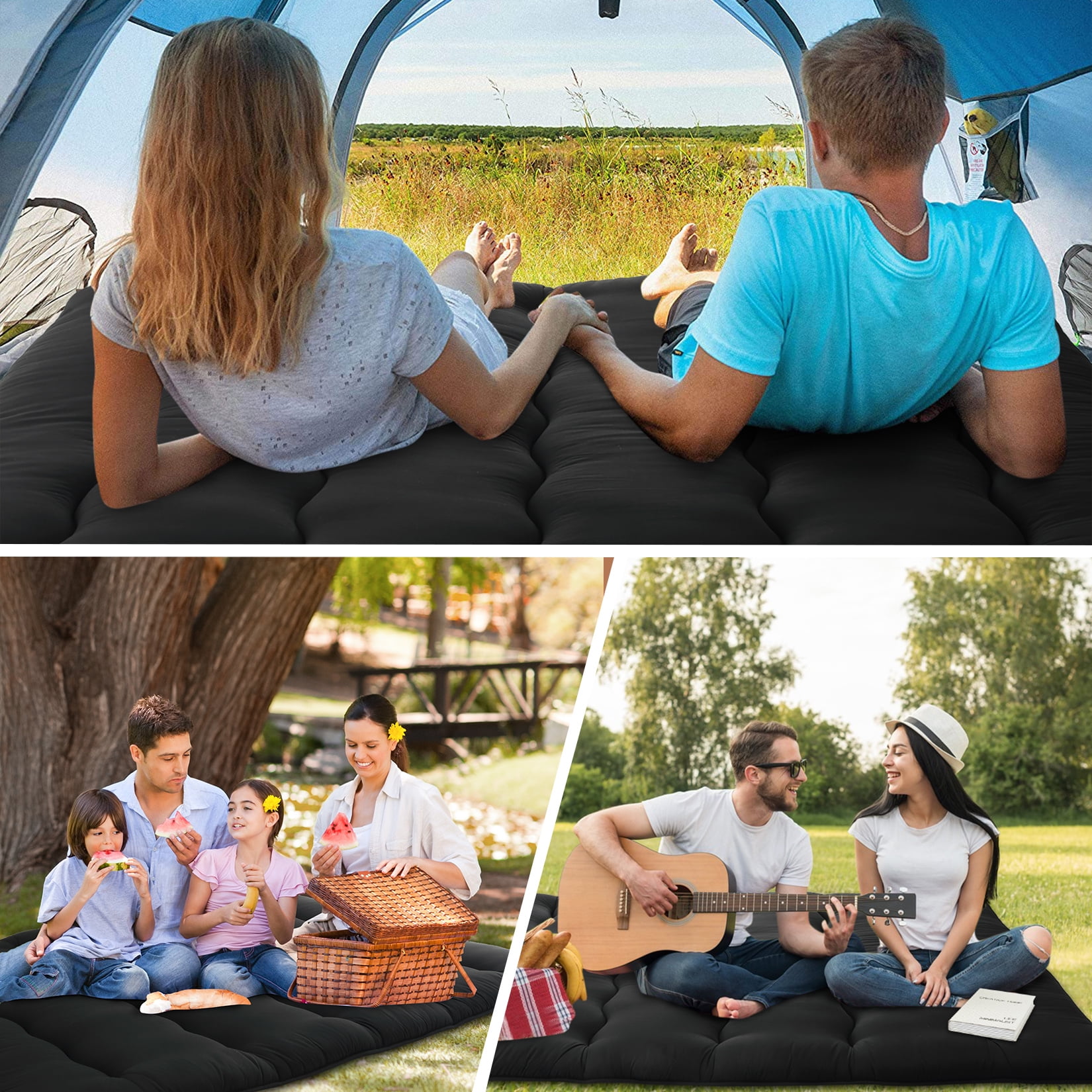 Japanese Futon Floor Mattress Twin/Full Size Sleeping Mat, Tatami Mat, Portable & Foldable Roll Up Camping Mattress Pad for Sofa Lounger, Black, Twin