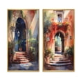 thumbnail image 2 of Designart "Rustic Stairway Welcoming Cottage Entry III" Farm Framed Wall Art Set Of 2 - Country Red Framed Canvas Set For Living Room Decor, 2 of 6