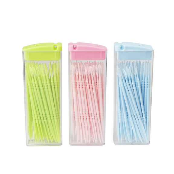Laikoutd 50 pcs / box Double-headed Brush Teeth Sticks Pick Toothpick