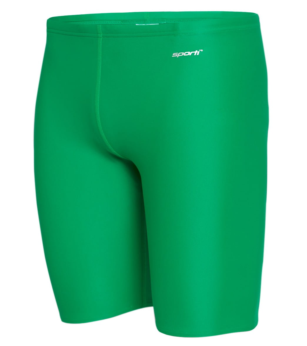 Sporti Solid Compression Jammer Swimsuit (40, Green)