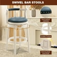 thumbnail image 6 of Aulife Bar Stools Genuine Leather Counter Height barstool Wooden Swivel kitchen Stool with Footrest for Kitchen Dining Room(ivory seat, Counter-29.5" seat height), 6 of 10
