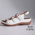 thumbnail image 7 of Rokment Womens Vintage Orthopedic Wedges Sandals 2026 Beach Summer Comfortable Leather Triple Buckles Arch Support Platform Walking Work Gladiator Sandals White Size 6.5, 7 of 7