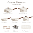 thumbnail image 4 of Carote 15-Piece Ceramic Cookware Set, Nonstick Pots and Pans with Steamer, Induction Compatible, White, 4 of 6