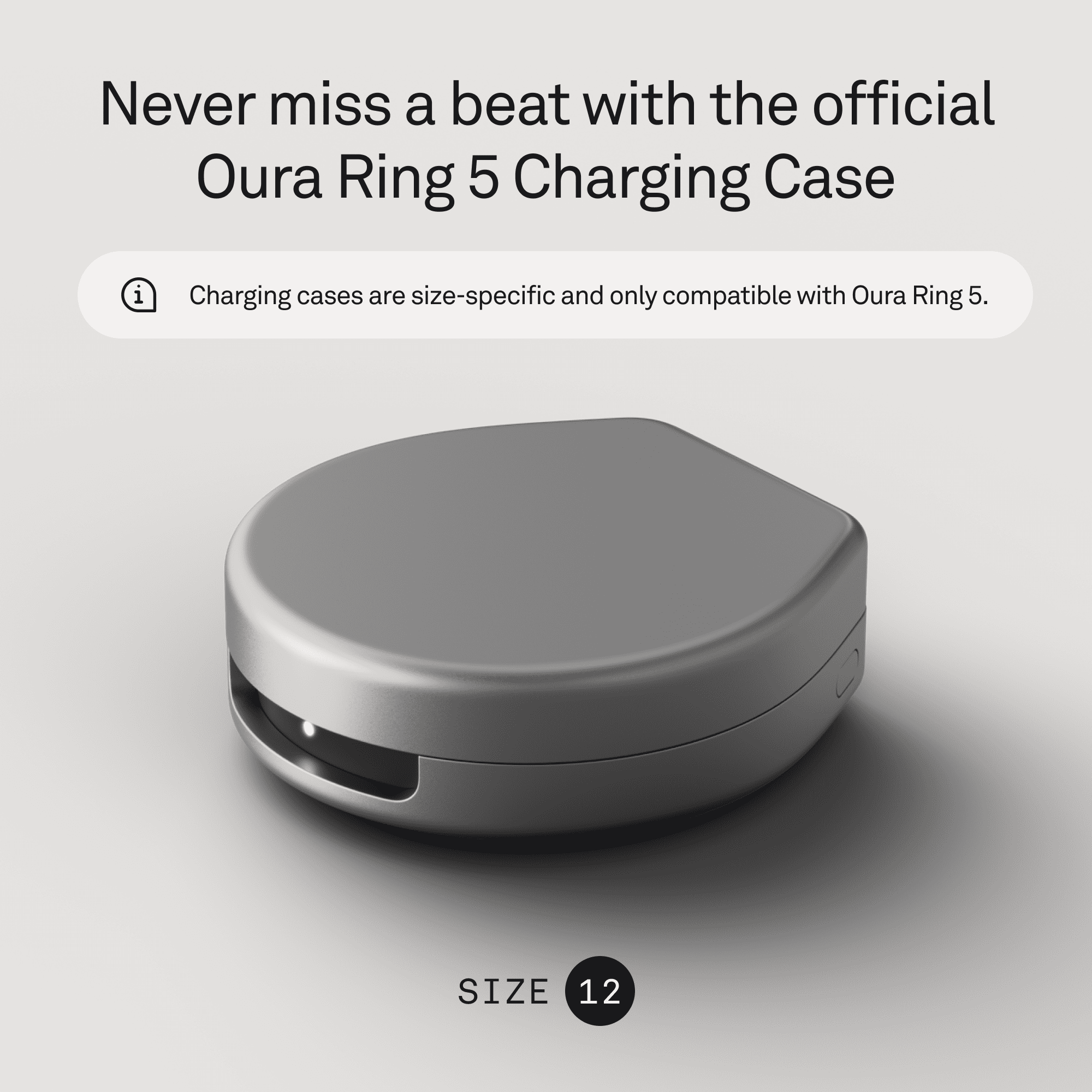 Oura Ring 5 Official Charging Case - Size 12 - Up to a month of battery life - USB-C Cord Compatible&nbsp;&nbsp;