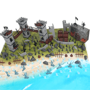 Plustopoy Medieval Castle Knight Toy Soldier Figures Army Men Toys, 1 Storage Bag,2 Dragons, 2 Bridges, 1 Map