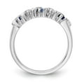 thumbnail image 2 of 14K White Gold Ring Band Gemstone Diamond Round Sapphire Blue, Size 8, 2 of 7