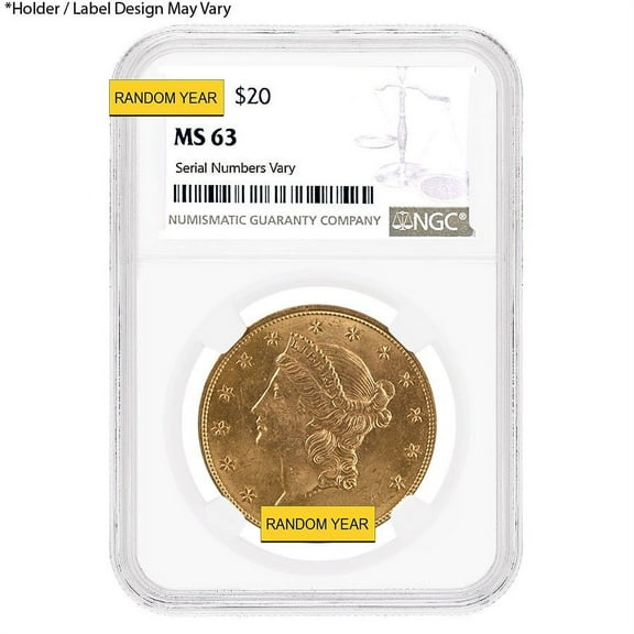 $20 Gold Double Eagle Liberty Head NGC MS 63 (Random Year)