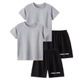 thumbnail image 1 of Odeerbi Conjunto Deportivo de Niños de 2 Paquetes Con Rayas Reflectantes, Trajes Deportivos de Secado Rápido Transpirable, Conjunto de Pantalones Cortos de Camiseta de 2 Piezas, 5-12 Años, 1 of 8