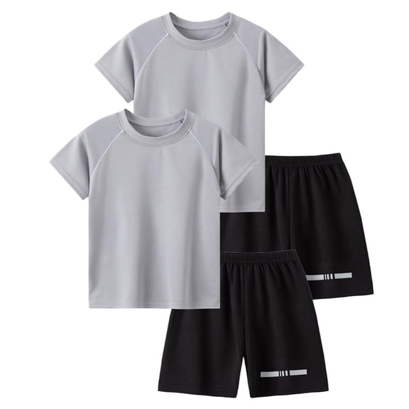 Ultrave 2 Piece Athletic Outfits for Boys Quick Dry Short Sleeve T-Shirt and Shorts Set running Sportswear for 5-12Y