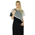 thumbnail image 5 of Bimba Women Short Mini Black Bodycon Dress With Asymmetrical Poncho Classic Top, 5 of 5