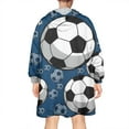 thumbnail image 2 of Blue Soccer Balls Pattern Wearable Oversized Blanket,Wearable Blanket Hoodie for Adults,Cozy Hooded Blankets with Super Pockets,Super Warm Fuzzy Pullover for Women & Men, 2 of 6