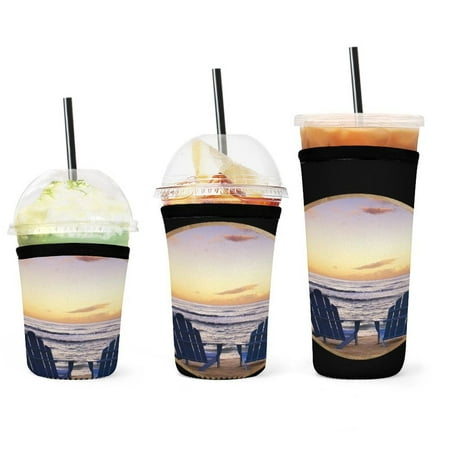 

Set of 3 Packs Reusable Hot And Iced Coffee Cup Sleeve Neoprene Tumbler Sleeve Lue Beach Chairs(16 24 32oz)