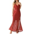 thumbnail image 1 of Vestido de Noche de Lentejuelas INSPIRE CHIC para Mujeres con Escote en V y Tirantes Espagueti, Vestido Largo con Abertura, 1 of 6