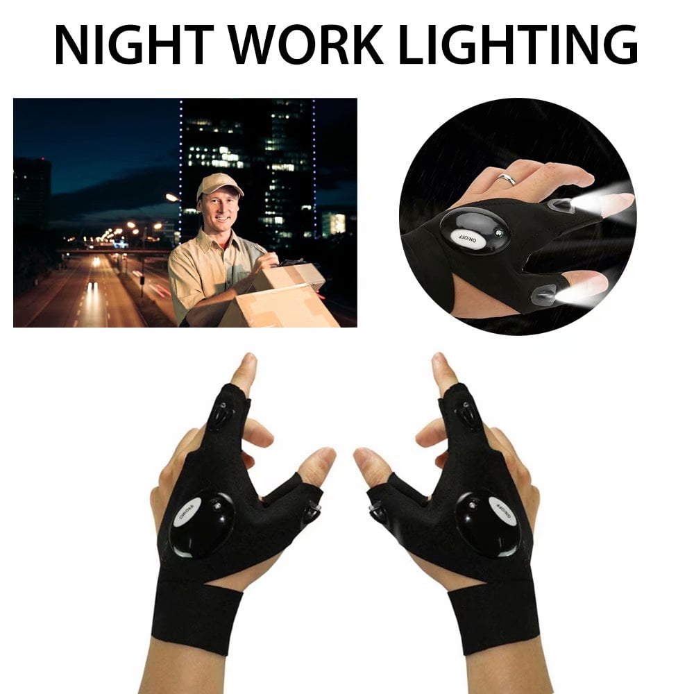 Hiking Camping Fishing Outdoor Sports hangzhoushiJacob Elsie LED Flashlight Glove Outdoor Fishing Gloves and Screwdriver for Repairing and Working in Darkness Places