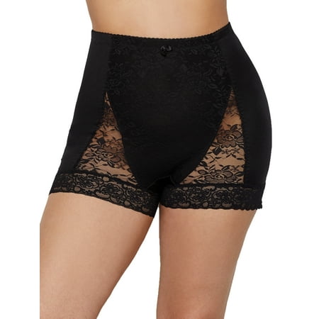 Women s Rhonda Shear 3867B Pin Up Girl Lace Control Panty (Black 2X)