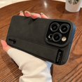 thumbnail image 3 of Luxury Suede Fur Leather Wrist Strap Holder Soft TPU Phone Case For iPhone 15 11 12 13 14 Pro Max 15Plus Shockproof Bumper Cover, 3 of 5