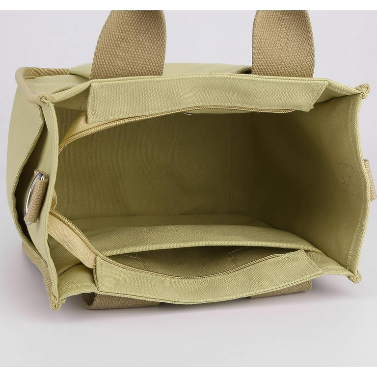 Small Canvas Tote Bag with Pockets for Women, Cute Mini