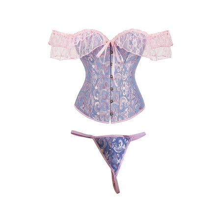 

sdghg Women Lace Corset Tops Solid Color Elegant Bandage Button Short Sleeve Off-shoulder Tops Streetwear