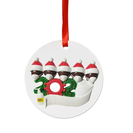 

2020 Ornament Personalized African Family with Mask Christmas Tree Hanging Pendant DIY Festival Party Decoration