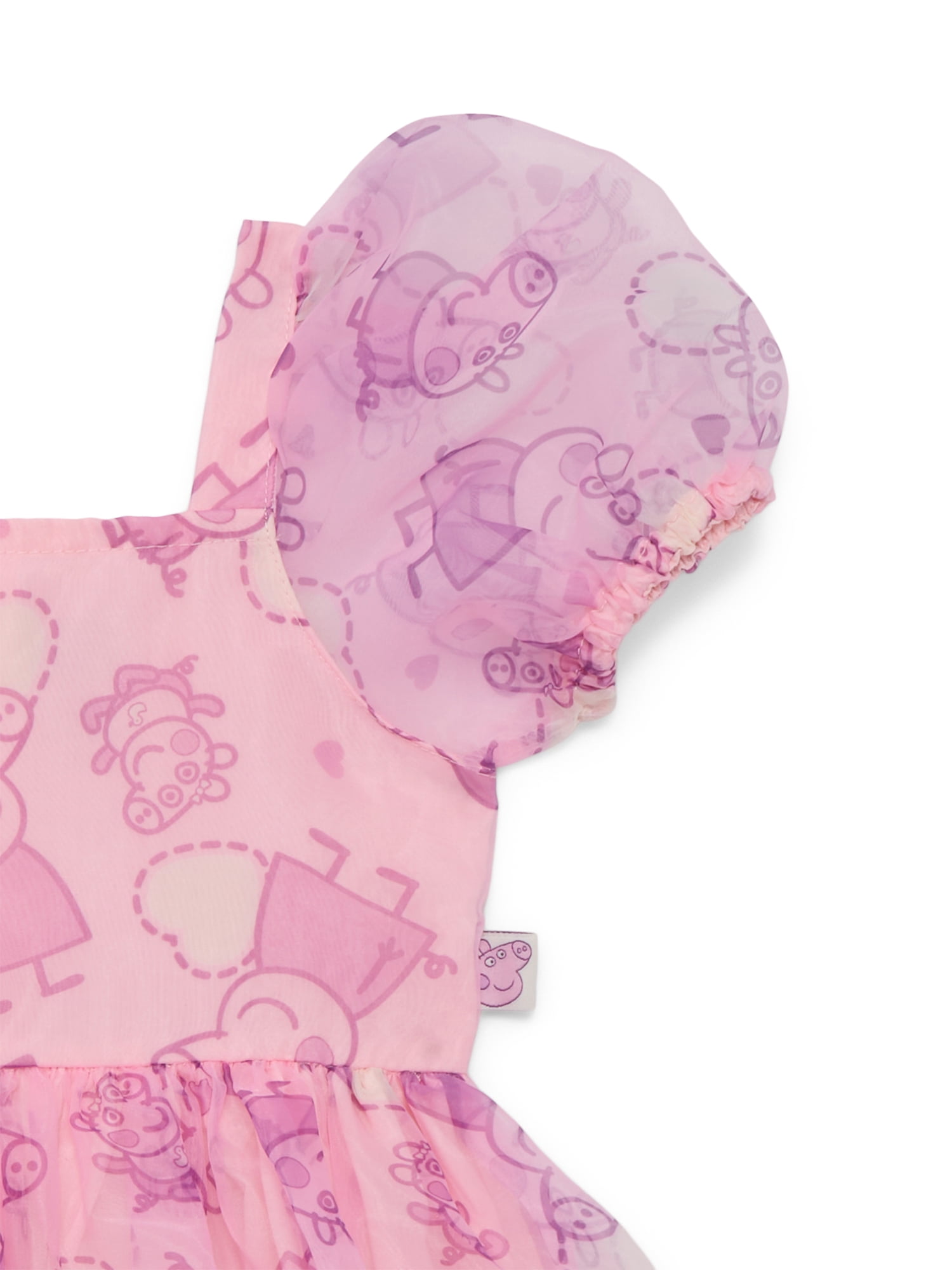 Peppa Pig Toddler Girls' Print Dress with Puff Sleeves, Sizes 12M-5T