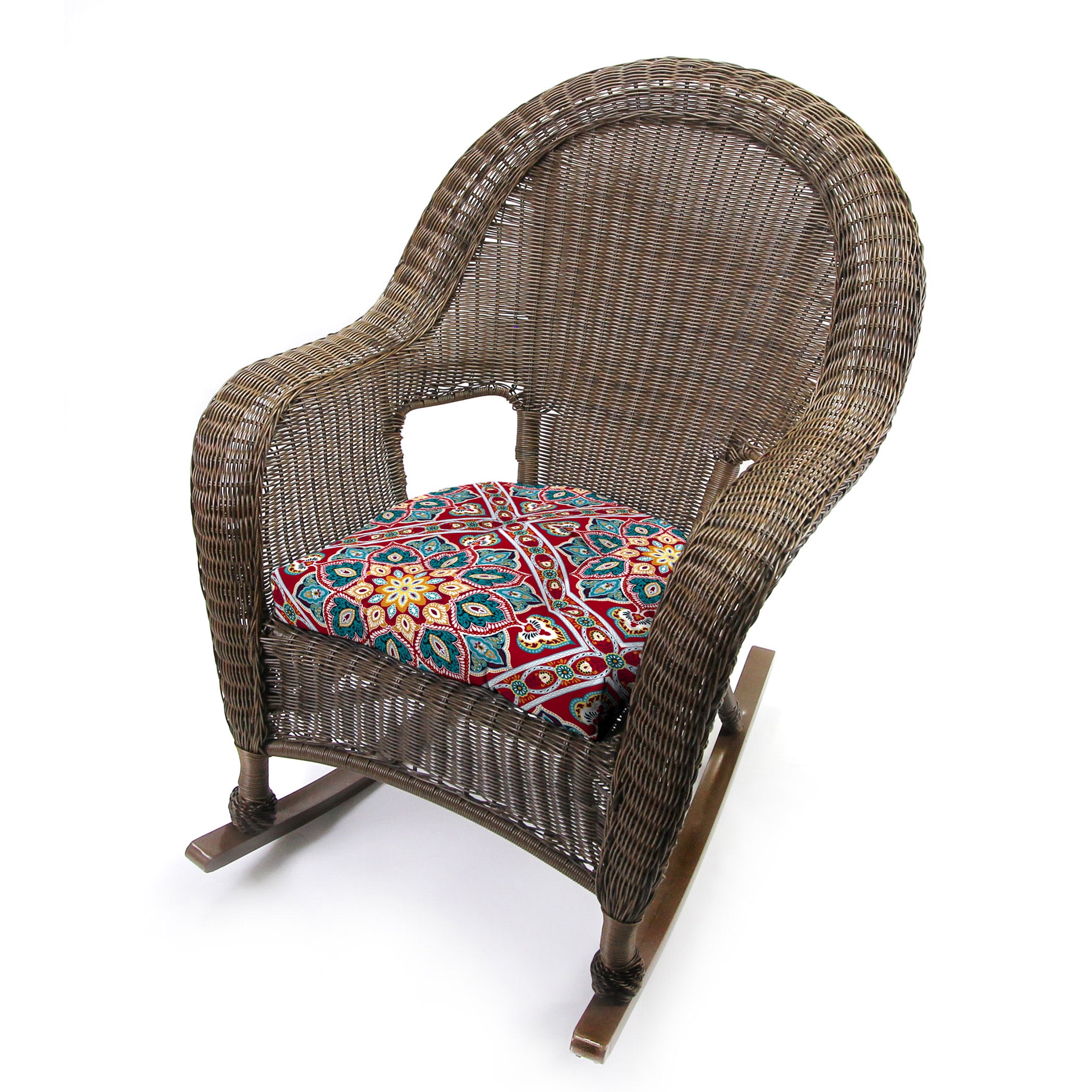 Jordan Manufacturing 18" x 18" Medlo Sonoma Multicolor Medallion Square Tufted Contoured Outdoor Wicker Seat Cushion (2 Pack)
