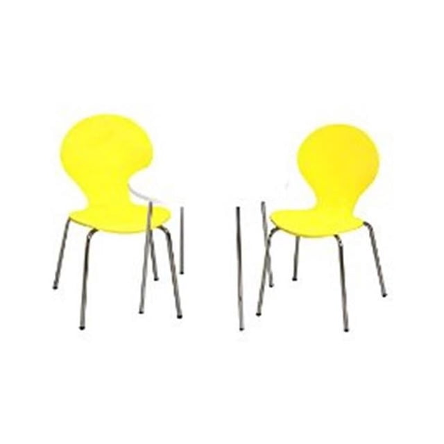 Giftmark 3012Y Modern Childrens Table and 2 Chair Set with Chrome Legs - Yellow