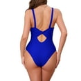 thumbnail image 3 of INSPIRE CHIC Women's O Ring Cut Out Deep V Monokini Bikini, 1 Piece Tummy Control Swimwear Bathing Suit Large Royal Blue, 3 of 5