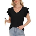 thumbnail image 3 of Sexy Dance Womens Summer Tops Ruffle Short Sleeve V Neck T-Shirts Casual Loose Fit Blouse Dressy Tops, 3 of 6