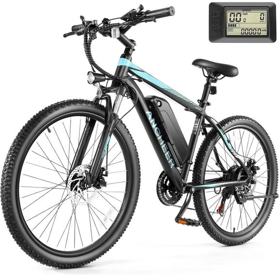ANCHEER Electric Bike ,26" Electric Bike for Adults Electric Bicycles, 500W Electric Mountain Bike, 48V Commuter Ebike 48V Battery Ebike UL 2849, Lockable Suspension Fork, Shimano 21 Speed