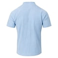 thumbnail image 4 of Men's Summer Linen Cotton Short Sleeve Crewneck Loose Fit Casual Shirt Tops T-Shirt Solid Color Breathable Blouse Beach Vacation Hiking Outfits Modern Fashion Essential Gift, 4 of 5