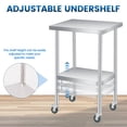 thumbnail image 3 of Table d'Appoint de Patio en Acier Inoxydable, Table de Travail Extérieure Robuste à 2 Niveaux avec Tablette Inférieure Ajustable, Table Utilitaire à Roues Verrouillables pour Jardin, Cuisine et Atelier, 3 of 7
