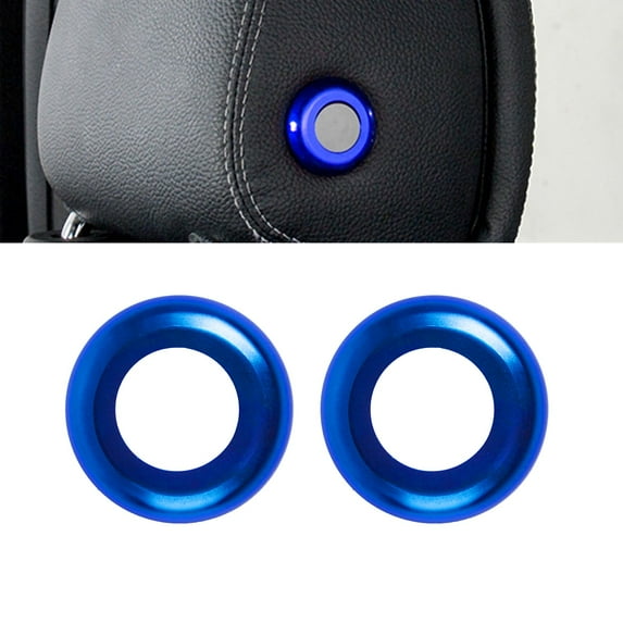 Xotic Tech 2pcs Front Seat Headrest Button Surrounding Ring Decoration Covers Compatible with Mercedes-Benz W205 C-Class 2015-2021, X205 GLC-Class 2016-2022 (Blue)