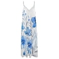 thumbnail image 6 of Blue FlowerWatercolor Sleeveless Dress Loose Women's Dress Dresses Luxury Evening Dresses, 6 of 9