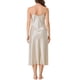 thumbnail image 3 of INSPIRAR CHIC Camisones de Satén para Mujeres con Escote en V, Pijamas de Lounge, Vestido Largo de Seda, Talla S, Caqui, 3 of 6