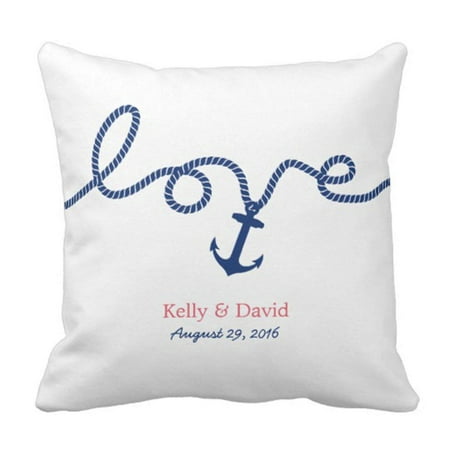 ARTJIA Navy Engagements Nautical Tying the Knot Anchor Blue Elegant Pillowcase Cover 20x20