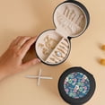 thumbnail image 5 of Fuzoiu Colorful Flowers Print Portable Jewelry Box,Round Mini Leather Travel Jewelry Case,Small Travel Jewelry Organizer,Jewelry Holder for Ring Necklace Earring for Women Girls-Black, 5 of 7