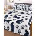 thumbnail image 3 of Quilts Twin Size Bedding Set, Black Navy Blue Cat Lightweight Quilted Comforter, Cat Paw Farmhouse Soft Reversible Bedspread Coverlet with Pillow Covers for All Season, 68" x 86", 3 of 7