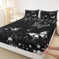 thumbnail image 5 of Homewish Glowing Butterfly Queen Sheets for Girls, Black White Queen Sheet Sets, 4-Piece (1 Flat Sheet, 1 Fitted Sheet and 2 Pillowcases), 5 of 6