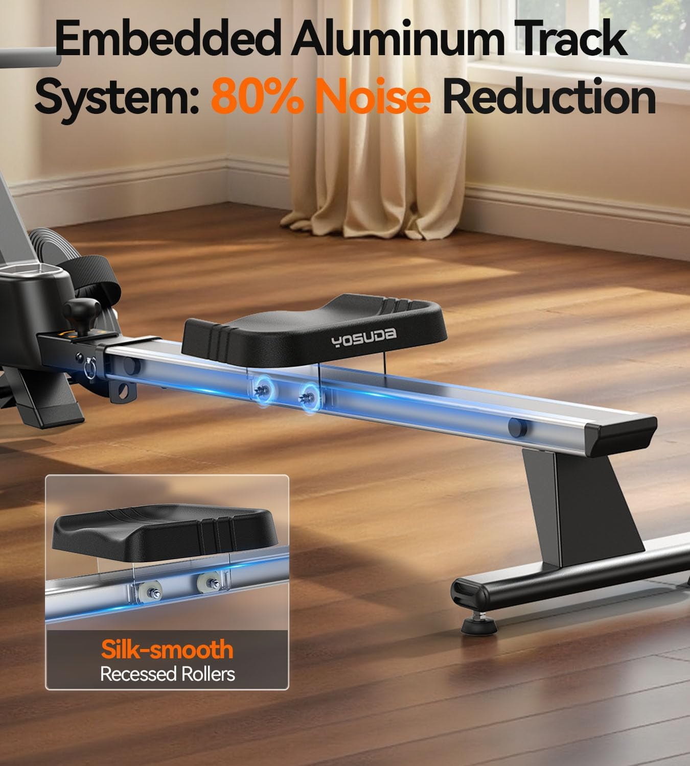YOSUDA Magnetic Rowing Machine 350 lbs Weight Capacity - Foldable Rower for Home Use with LCD Monaitor, Tablet Holder and Comfortable Seat Cushion