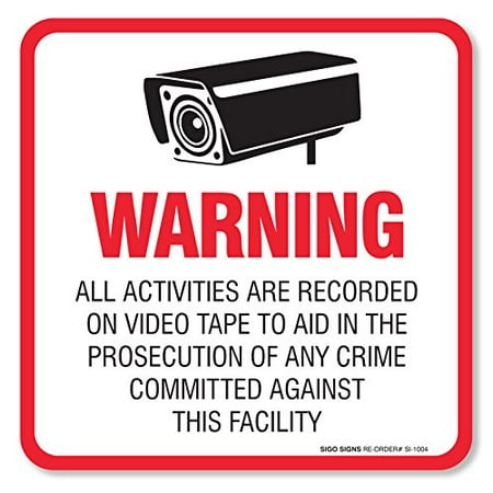 - (4 Pack) Warning Video Surveillance Sign/Decal Self Adhesive