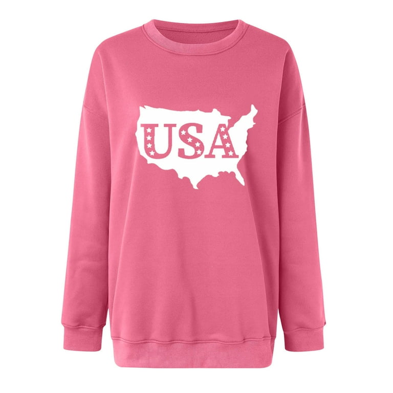 JGGSPWM Womens USA Graphic Sweatshirts Teen Girl Clothes Casual