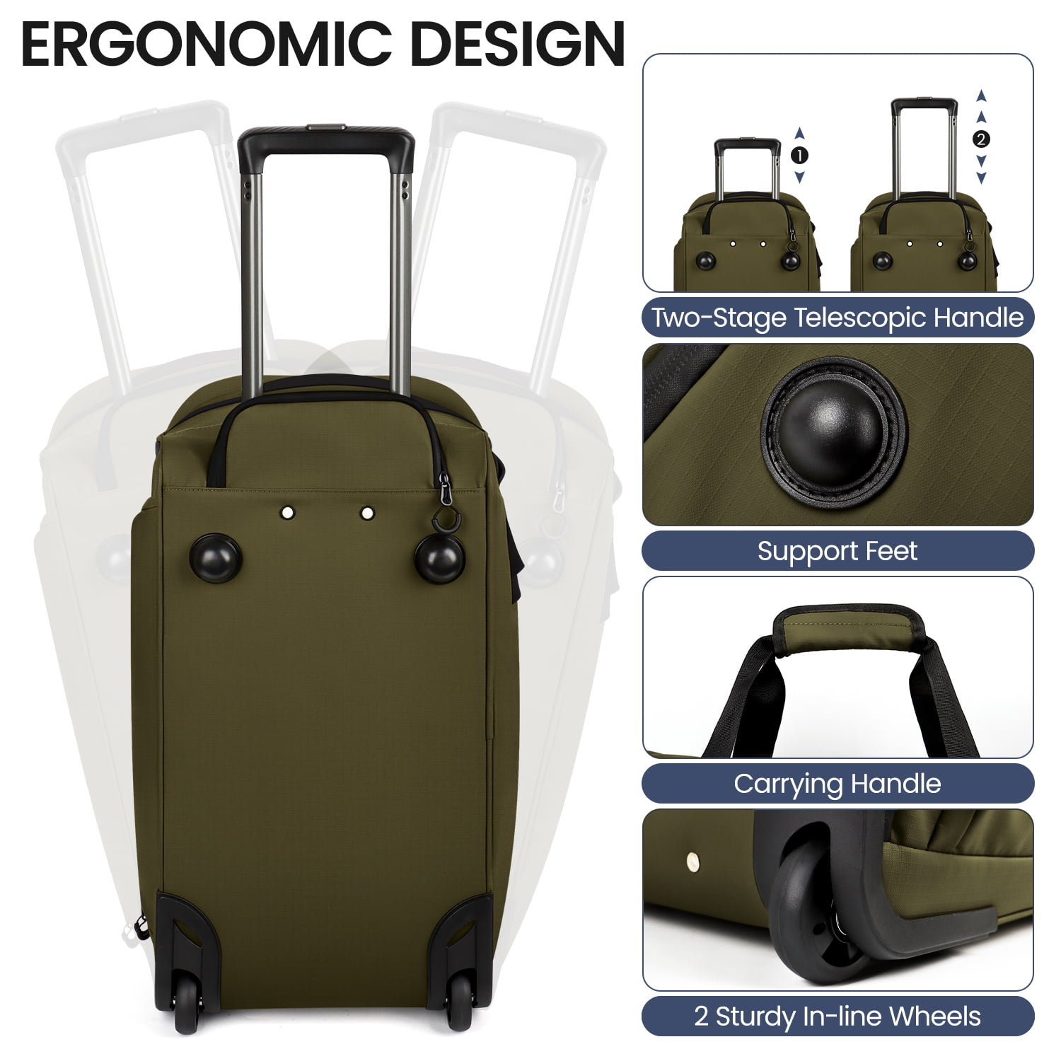 New York Xpress Convertible Rolling Garment Bag for Travel, with Wheels & Shoe Pouch, for Weekend & Business, Green, RG161