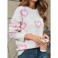 thumbnail image 4 of Nygoyerh Women's Jumpers Tops Heart Pattern Sweaters Long Sleeve Crew Neck Pullover Loose Fit Knitwear Fall Winter Tops, 4 of 9
