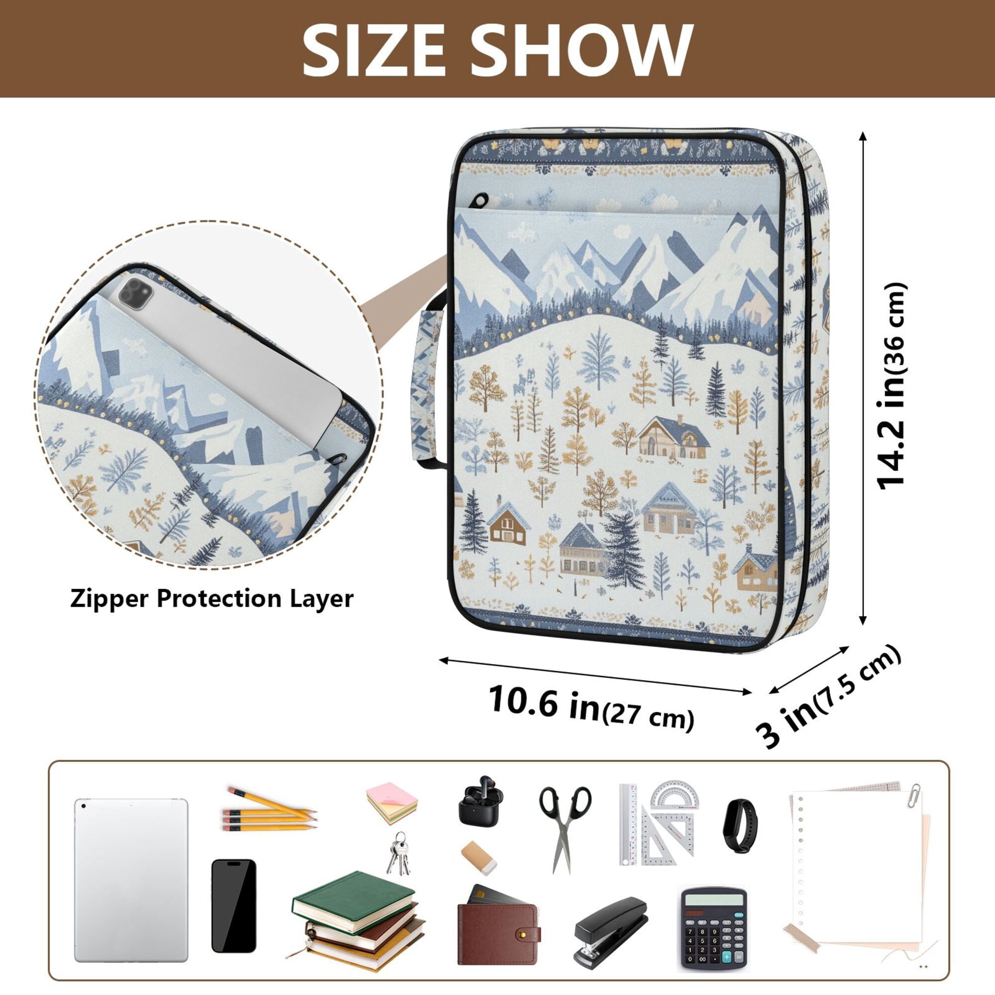 FORMRS Accordion File Folder A4 Size 7-Pocket Expanding Document Organizer Bag with 3 Ring Binder, Light Blue Mountain